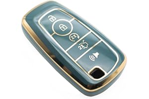 FEYOUN Key Fob Cover Compatible with Ford Escape Expedition Explorer F-150 F-250 F-350 F-450 F-550 Maverick Mustang Lincoln Aviator TPU Remote Keyless Key Fob Case Shell Accessories, Blue Gray