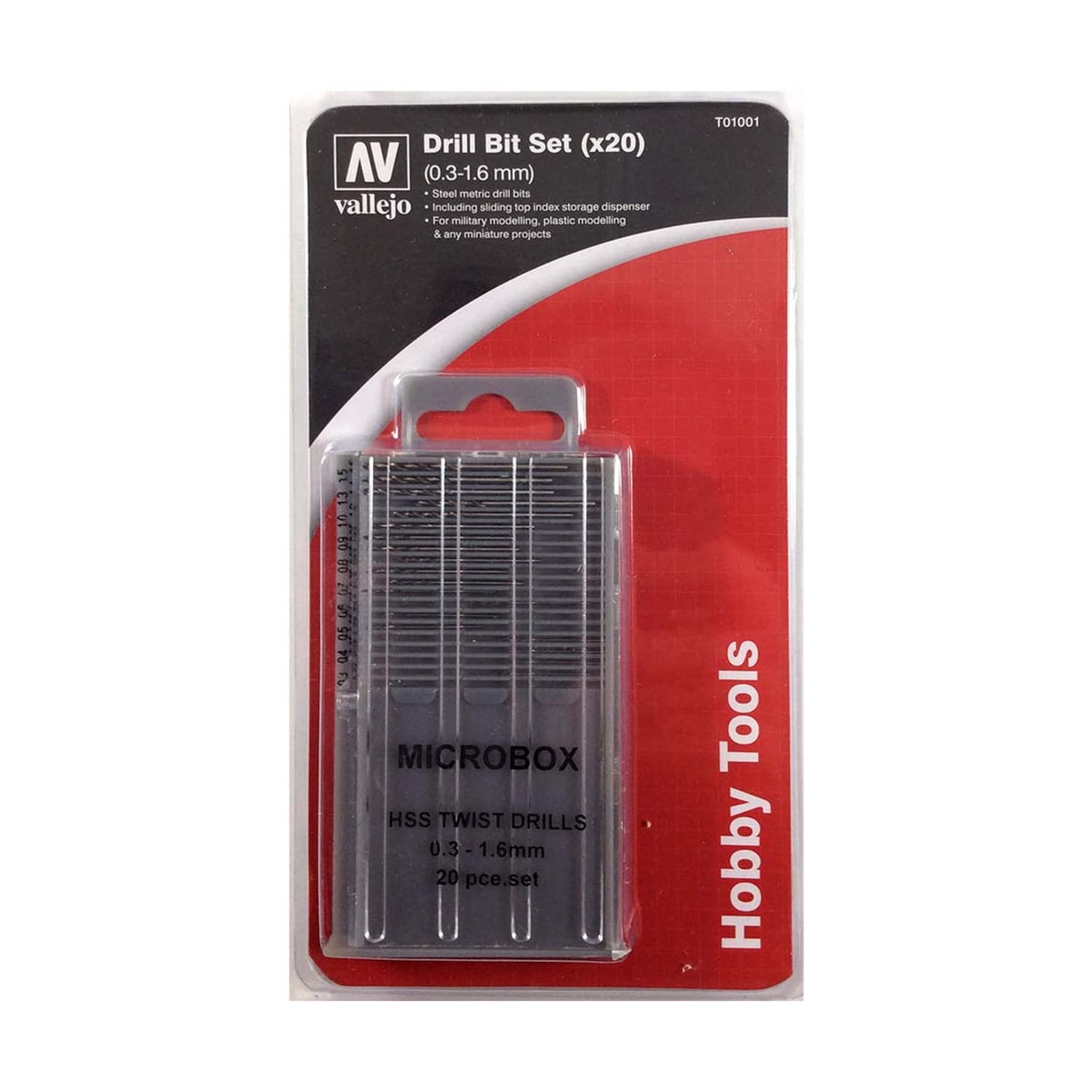 Vallejo Drill Bit Set, 20 Pieces, 0.3-1.6 mm