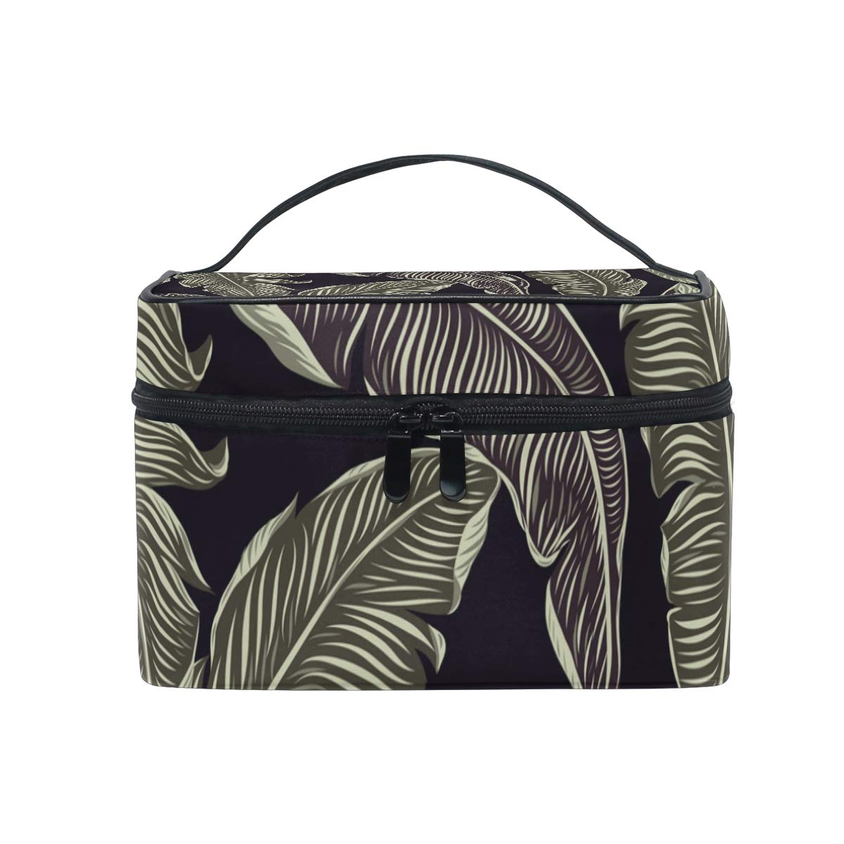 Makeup Cosmetic Bag Jungle Tropical Leaves Portable Travel Train Case Toiletry Bags Organizer Multifunction Storage