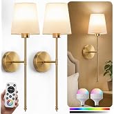 IRONPAX Wall Sconces Battery Operated Set of 2, Wireless Rechargeable Wall Sconce Set of Two, Dimmable Wall Lights with Remot