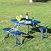 Outsunny Portable Lightweight Folding Suitcase Picnic Table w/4 Built-In Chairs, Bluethumb 2