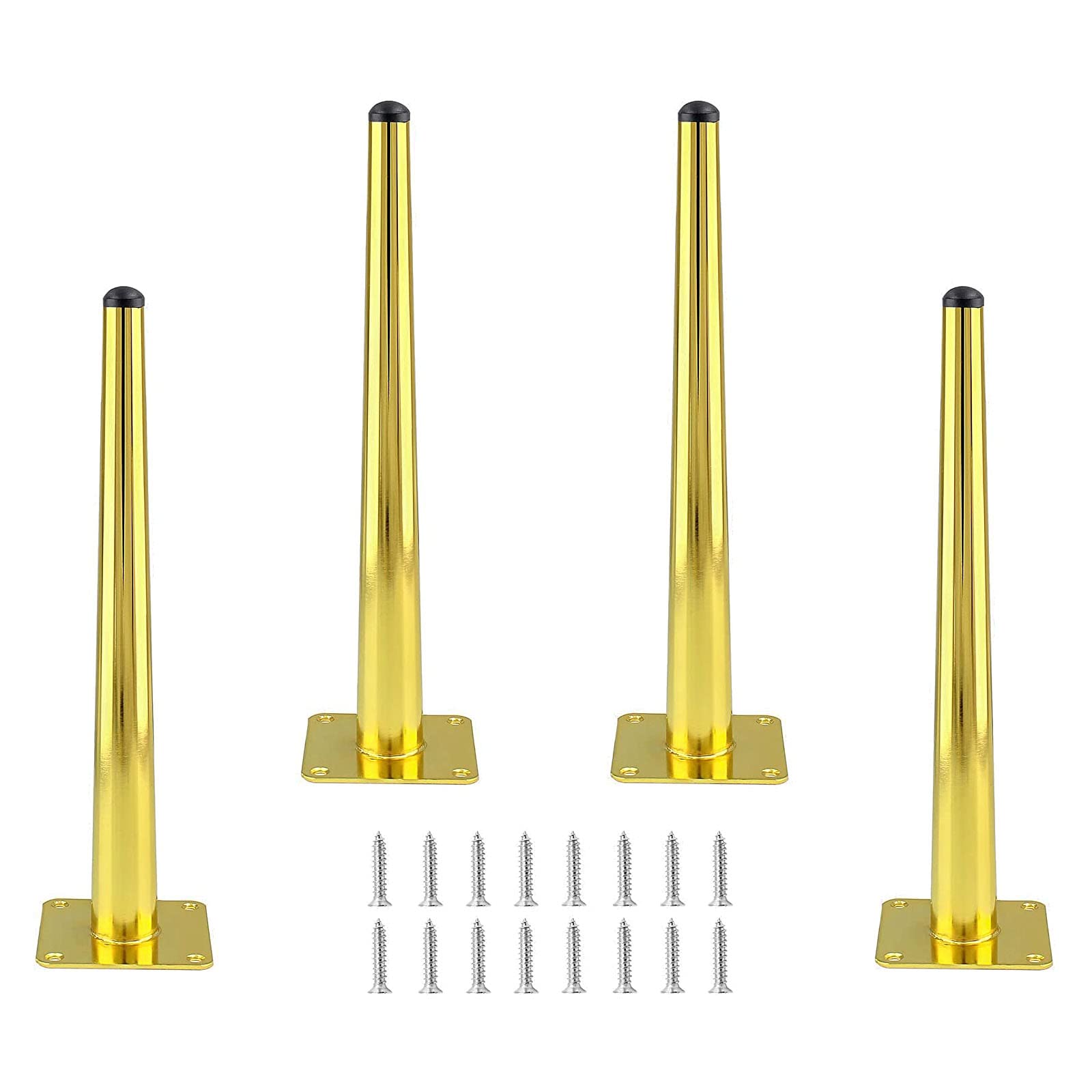 Cjueiom 12 Inch / 30cm Straight Furniture Legs Gold Sofa Legs Set of 4, Mid-Century Couch Legs Heavy Duty Coffee Table Legs, Conical Chair Feet Metal Cabinet Legs Replacement for Cupboard Ottoman