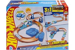 Hot Wheels Toy Car Track Set, Deluxe Building Box with Motorized Booster, 1:64 Scale Vehicle, Speed Snap Track, Boosted Jump Speedway