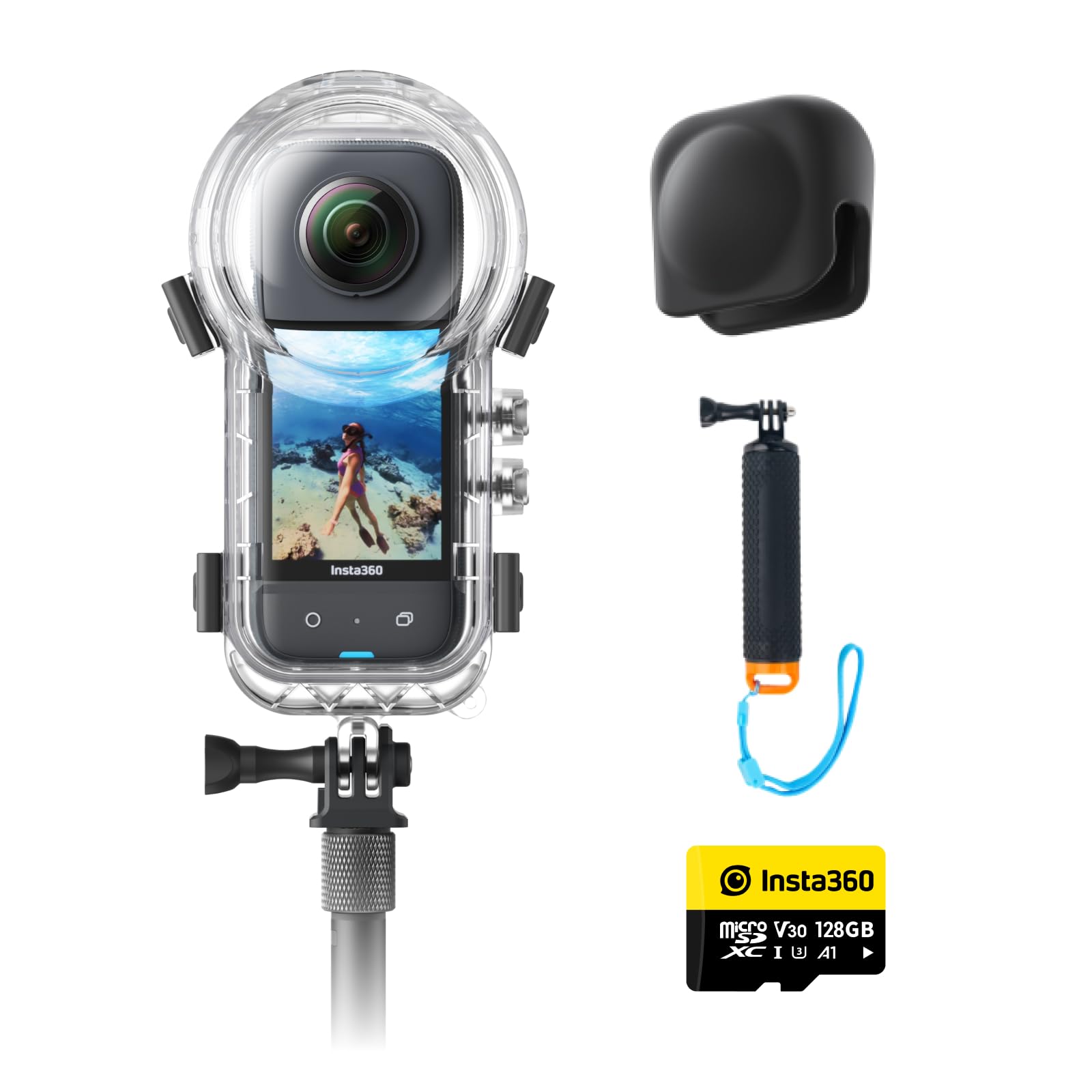 Insta360 X3 Invisible Dive Kit - Waterproof 5.7K 360 Action Camera, Dive Case, Selfie Stick, Dual 1/2
