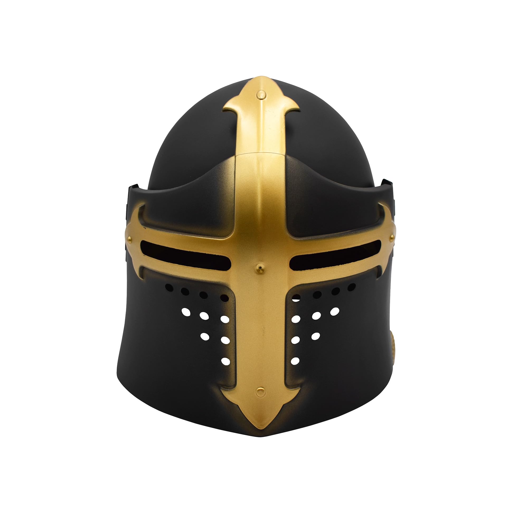 Photo 1 of Nicky Bigs Novelties Templar Knight Helmet for Adults Medieval Crusader Costume Headwear with Flip-Up Face Mask Matte Black or Silver Great Helm for Halloween, Cosplay, or Roleplay