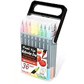 Kekelele WQIYA Dual Tip Markers for Kids, Washable Markers Set, Art Marker with Stand Portable Box, Gift For Kids (36 Colours)