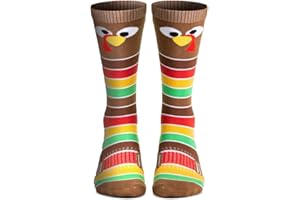ChalkTalkSPORTS Holiday Woven Knee-High Socks | Thanksgiving Goofy Turkey With Stripes | Multiple Sizes