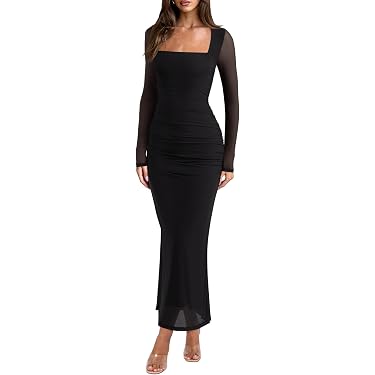 date night dresses amazon Best Sellers: Best Women's Club & Out Size:Mens - 3X-Large *5/2025 Meave | Burgundy Boat-Neck Maxi dress