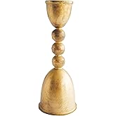 Creative Co-Op Round Distressed Metal Taper Candleholder, Brass Finish