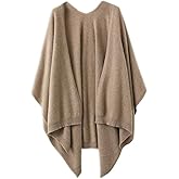 Women's Shawl Wrap Plus Size Cardigan 100% Merino Wool Poncho Cape Fall Winter Open Sweater Coat
