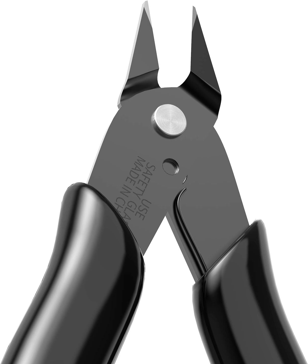 BOENFU Flush Cutter, Side Cutting Pliers, Internal Wire Spring, Zip Tie Cutter 5 Inches, Black - 2 Pack - - 