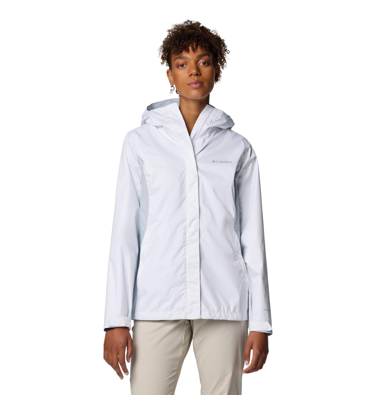 Columbia Womens Arcadia II Waterproof Rain Jacket, White/Cirrus Grey, X-Small Image