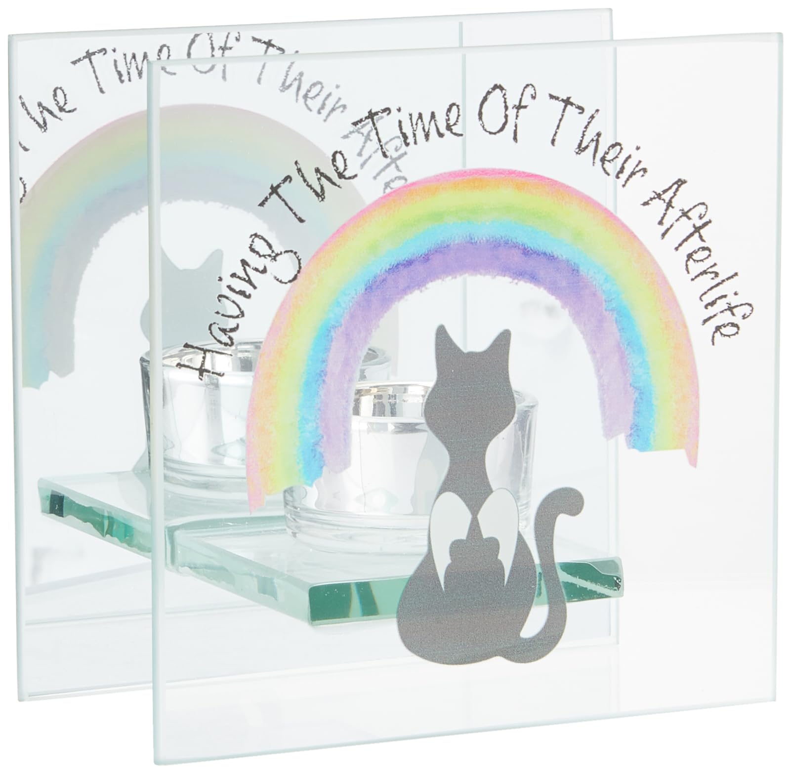 Pet Cat Loss Memorial Sympathy Gift Tealight Holder by Rainbow Bridge Friends