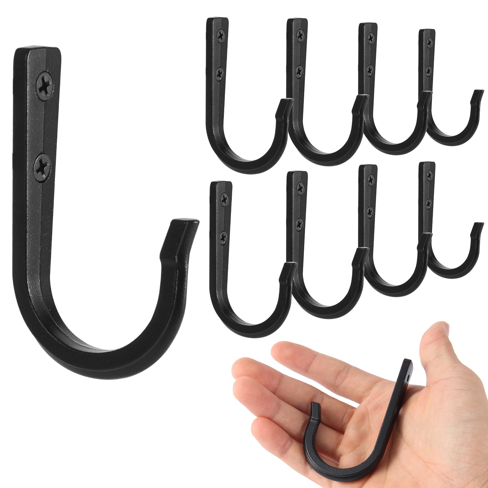 Photo 1 of XHIPY Wall Hooks for Hanging Coat/Towel - 50LB Screw in Metal Hanger Wall Mount, for Outdoor, Closet, Door, Bathrooms, Backpack, Robe, Black 12 Sets