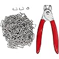 DAYSLIVES Hog Ring Pliers Straight & 500 Galvanized Hog Rings, Professional Upholstery Installation Kit Tool，Auto Upholstery and Repair, Fences, Animal Pet Cages