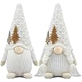 Godeufe Set of 2 Christmas Gnomes Xmas Winter Decorations Gift Reindeer Handmade Elf Dwarf Figurines for Home Kitchen Farmhou