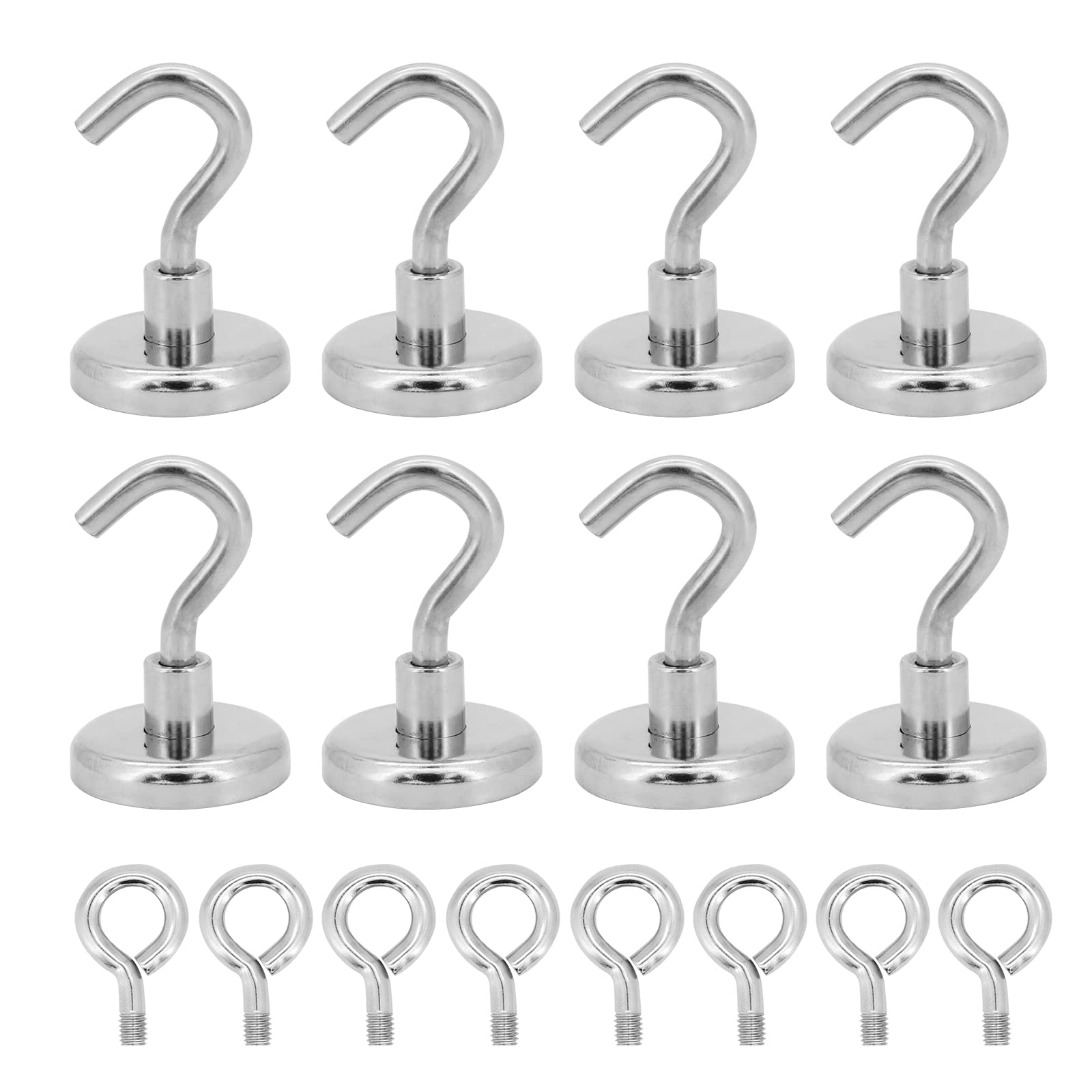 Gearific Magnetic Hooks, Magnet Hooks Heavy Duty with Neodymium Rare Earth Magnet for Fridge Refrigerator Keys BBQ Grill Curtain Rod Towel Ceiling Kitchen (32lbs)