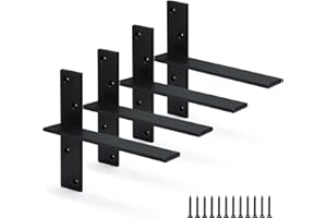 HARDOW Floating Shelf Bracket 3/8" Thick Heavy Duty Shelf Brackets 4 Pack Free Hanging Countertop Support Bracket 8" Lx2.5 W Floating Wall Brackets for Cabinets, Granite, Dishwasher, Bench Seats Vanities