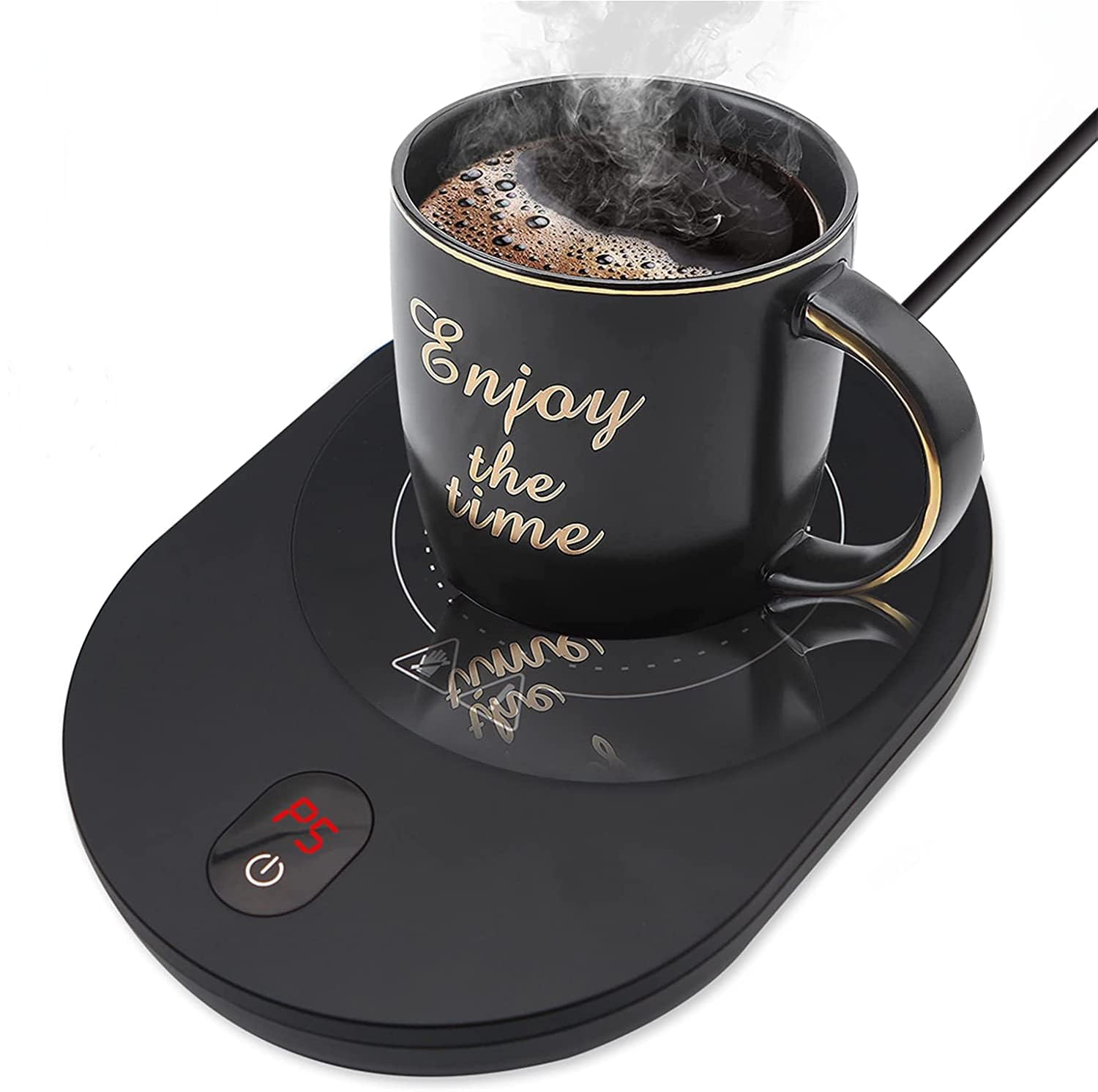 PYXISTIFY 200W Coffee Mug Warmer – Electric Coaster with 5 Temp Gears up to 212℉ (100℃) – Auto Shutoff & Waterproof Plate – Heating Wax, Tea, Cocoa, Milk – Smart Beverage Warming Boils liquid (No Cup)