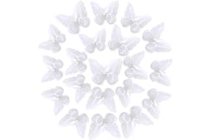 VSHINIC 12pcs Butterfly Lace Trim, Lace Butterfly Applique Patches,Double Layers Organza Butterfly Lace Fabric Embroidery Sewing Lace DIY for Wedding Bride Hair Dress Hat Accessories (White)