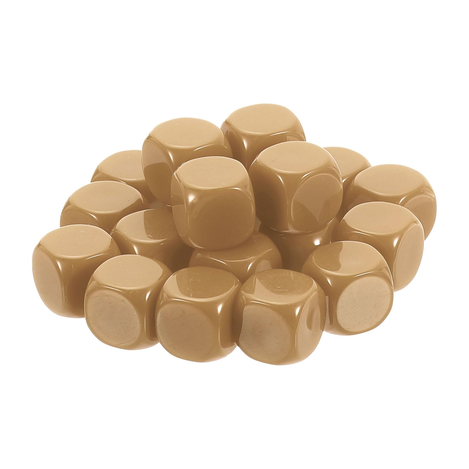 sourcing map 20Pcs Rounded Blank Six Sided Dice 16mm/0.6inch Acrylic Dice Cube with Smoothed Surface for Party Board Game DIY Craft Counting Teaching, Light Brown