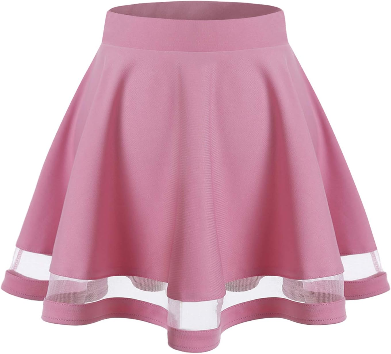 Wedtrend Women's Basic Versatile Stretchy A-line Flared Casual Mini Skater Skirt WTC10021RosePinkXL