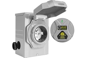 Vemote 50 Amp Generator Power Inlet Box, SS2-50P 125/250Volt 12500 Watts PB50 3 Prong Weatherproof Transfer Switch, Pre-Drill Knockouts and Indicator Safe Light, ETL Listed