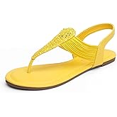 DREAM PAIRS Women's Elastic Strappy String Thong Ankle Strap Summer Gladiator Sandals