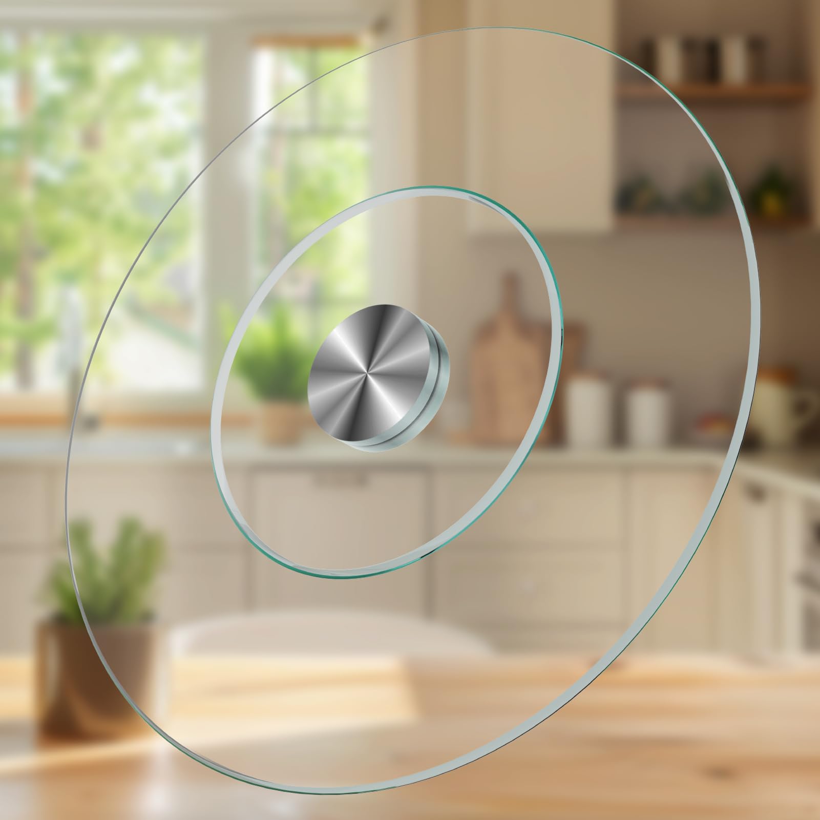 Photo 1 of *DAMAGE TO BOX* 39" Tempered Glass Lazy Susan Turntable - Round Rotating Serving Tray for Dining Table, Kitchen, Party - Heat-Resistant, Silent Spinner, Modern Design