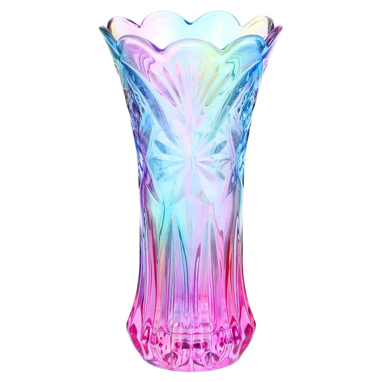 BESPORTBLE Vase Crystal Glass, Vase Large Size Phoenix Tail Shape, Large Size Rainbow Colorful for Home Decor Table Floral Crystal Container Glass (Random Package)