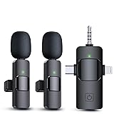 PQRQP 3 in 1 Wireless Lavalier Microphones for