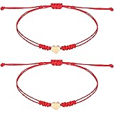 Ymapinc Red String Bracelet for Women, 2Pcs Thread Bracelets, Protection Matching Heart Bracelets, Mother Daughter & Couple Bracelet, Ideal Christmas Valentine's Gifts