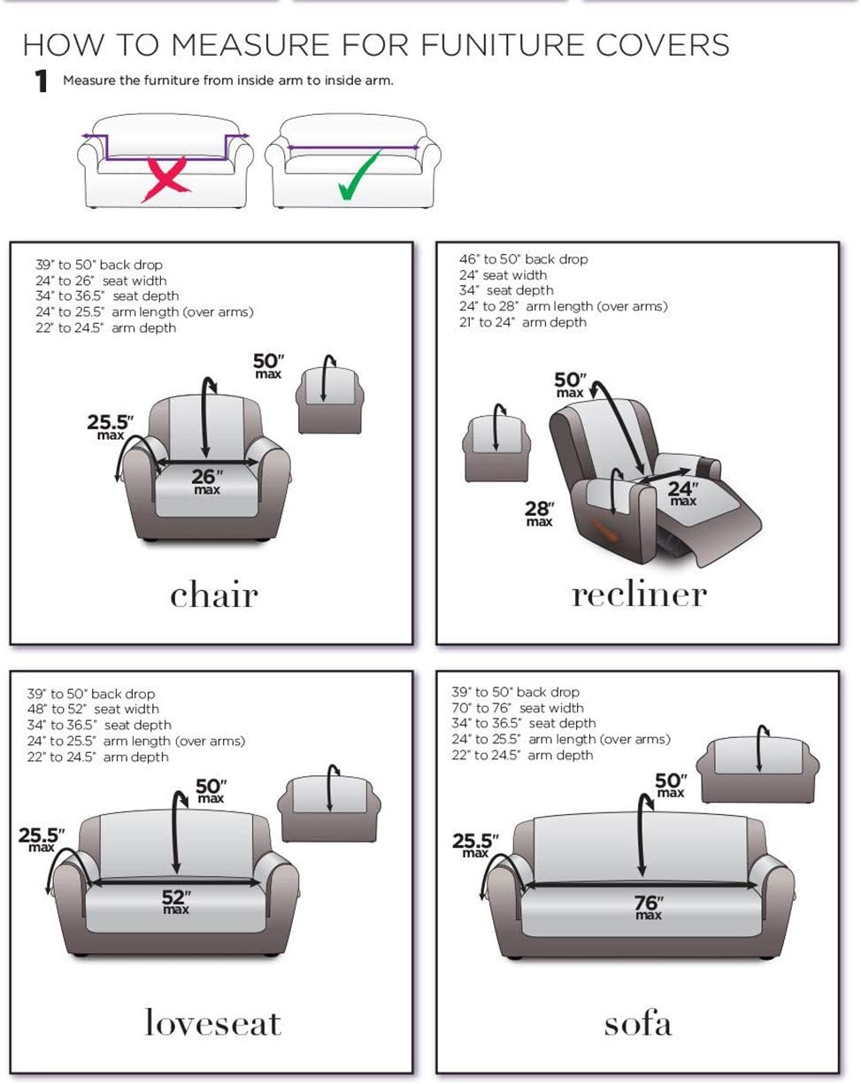 SureFit Microfiber Sofa Pet Throw/Slipcover with Arms, Dark Gray: Kitchen & Dining