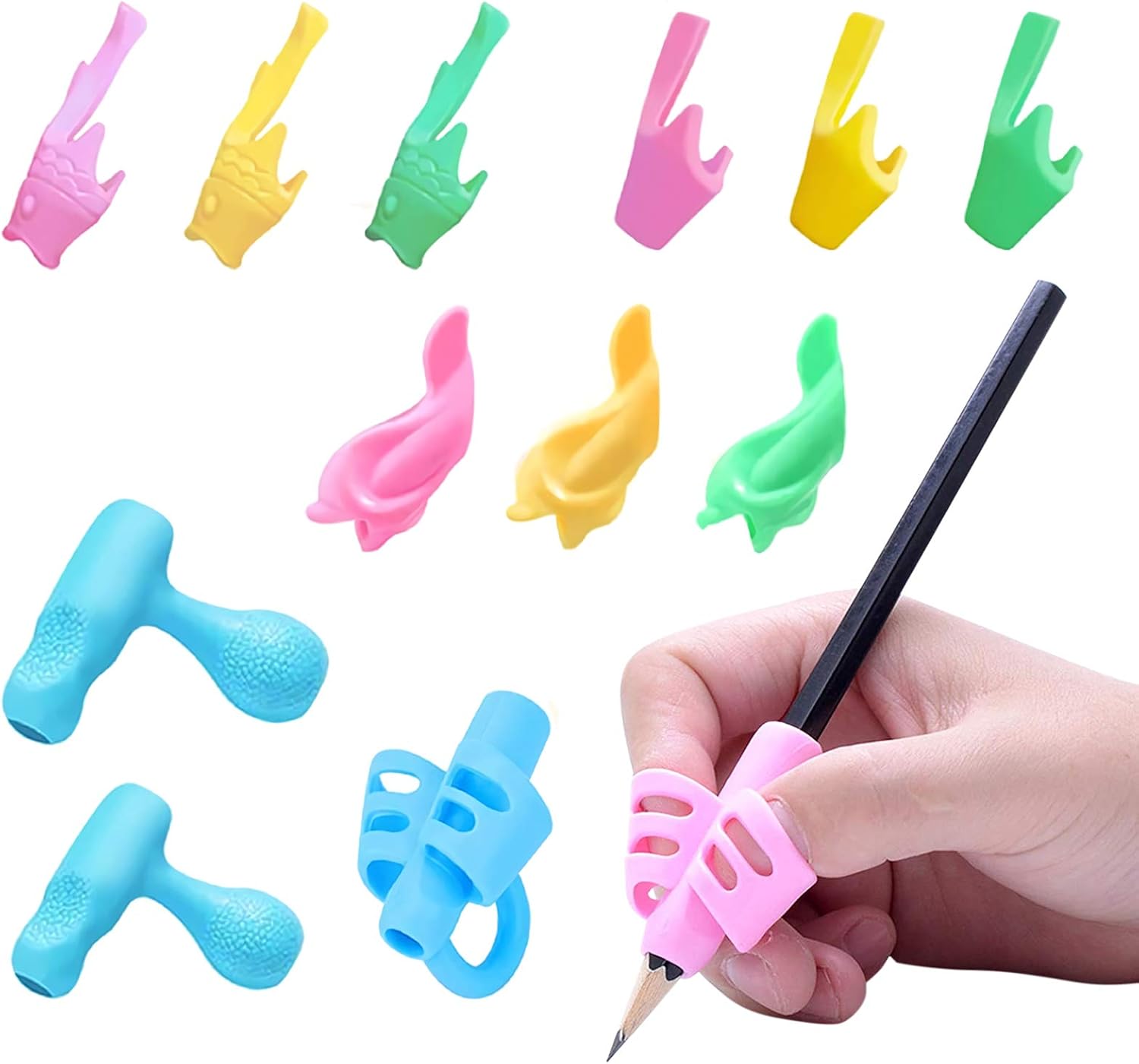 Set 16 Impugnature Per Matita Bambini | In Silicone | Correzione Postura Scrittura | Anti Fatica - Foto 4