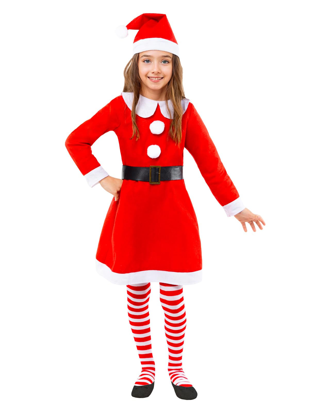 Funidelia Mrs. Claus Costume for Girls, Includes Dress, Hat and Belt, Christmas - Outfit for Kids for Parties, Carnival and Halloween - Size 3-4 Years
