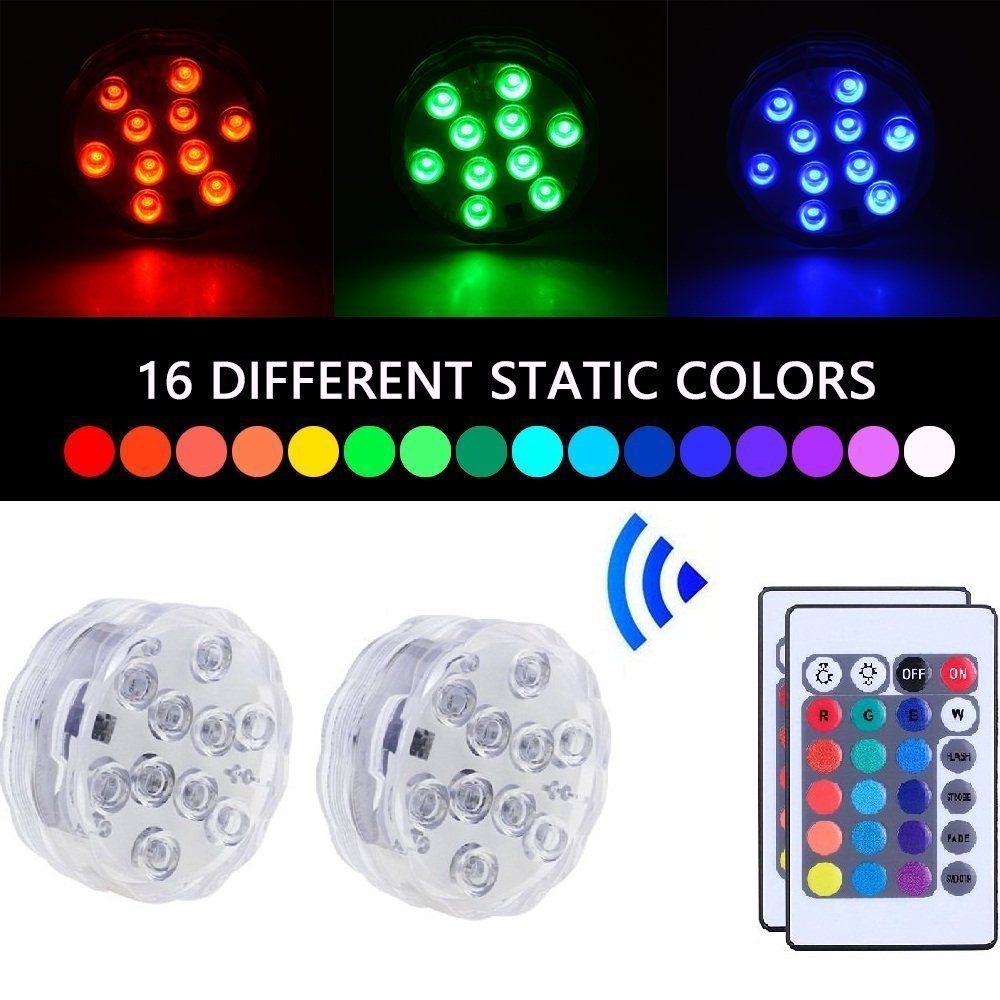 Allescool Luci sommergibili a LED ,Luce Subacquea con Telecomando RGB ,Mini Vaso Floreale Base Luce, Multicolor Pond Nuoto Decorazione con Decorazione di Partito 2 pezzi (Lavello)