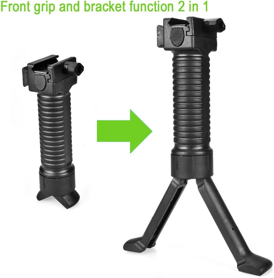 OTraki Pod Grips Extender 20 mm Rail Vertical Rifle Foregrip 2 in1 Keymod Bipod Freely Shrinkable Rails Airsoft Grips for Outdoor Shooting Air Picatinny Weaver - Image 3