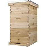 NuBee 8-Frame Beehive Kit &ndash; Unassembled Langstroth Hive with 2 Deep &amp; 1 Medium Boxes, Frames &amp; 100% Wax-Coated Foundations | Lightweight Fir &amp; Pine Construction