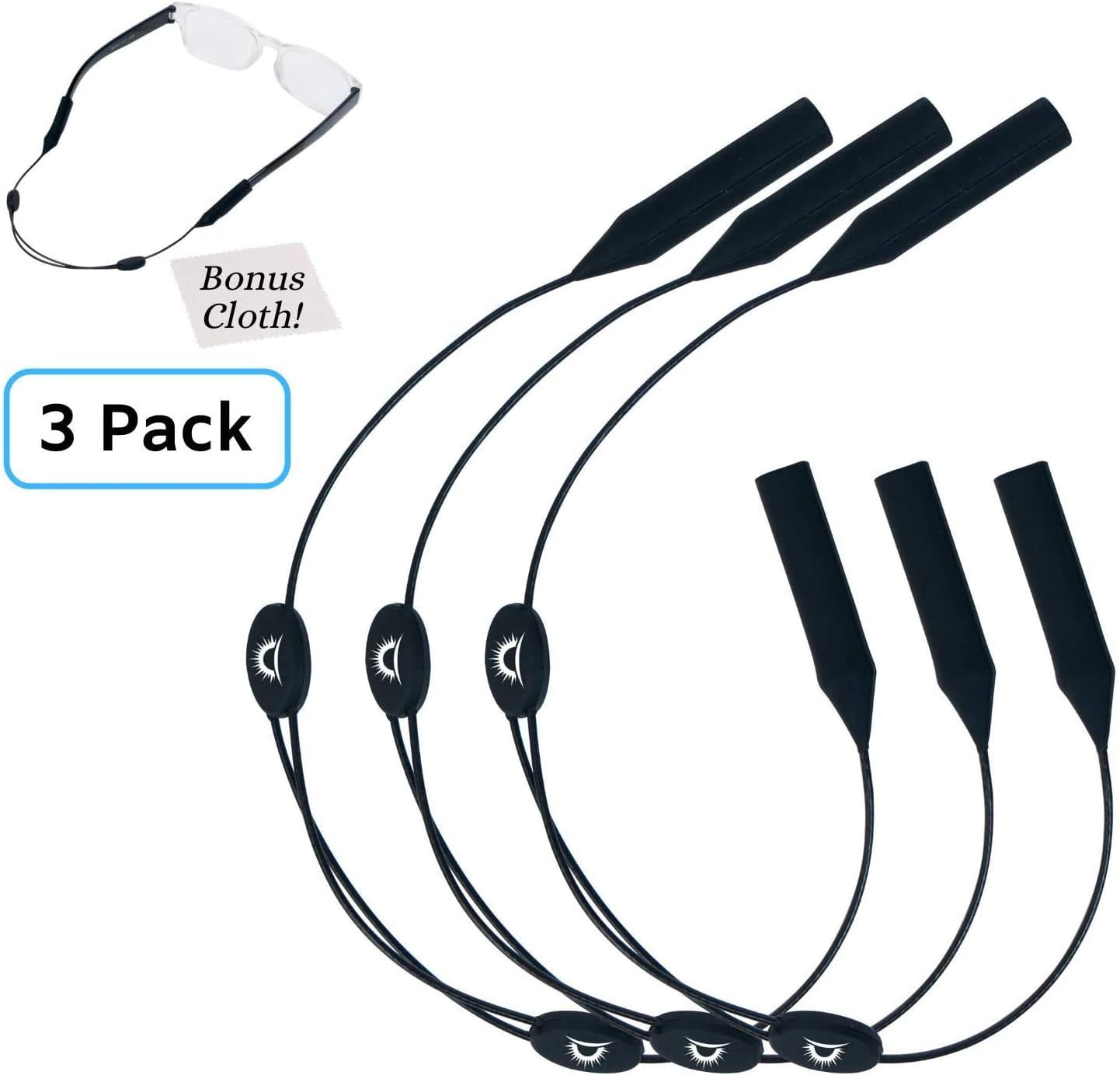 Adjustable Eyeglass Strap (3 Pack Sun Style) No Tail Sunglass Strap