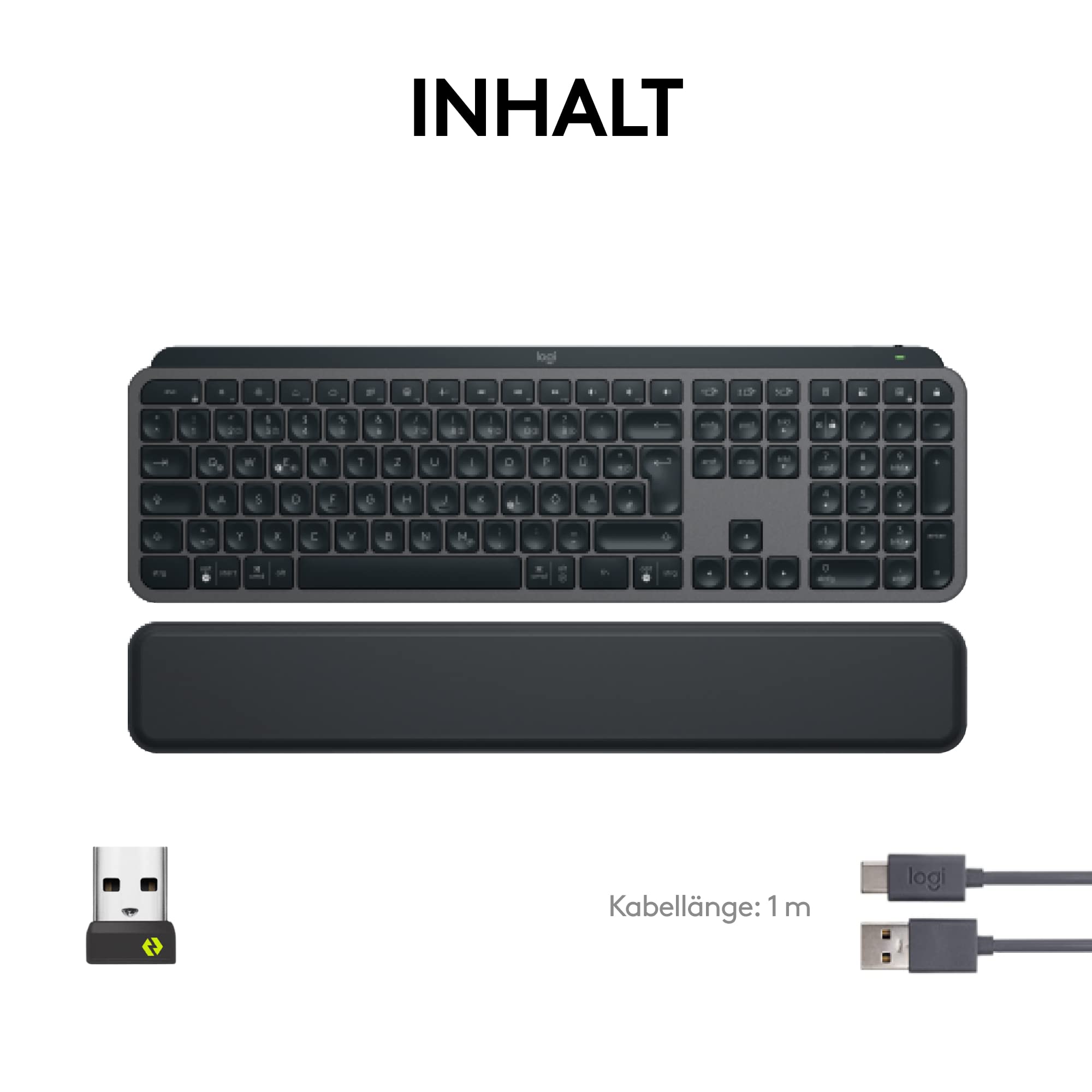 Logitech MX Keys S Plus kabellose Tastatur, Low Profile, Fluid Quiet Typing, Programmable, Backlighting, Bluetooth, Rechargeable, für Windows PC/Linux/Chrome/Mac- Graphit, Deutsches QWERTZ-Layout