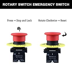DMWD 22MM 600V 10Amp 2NC Red Mushroom Latching