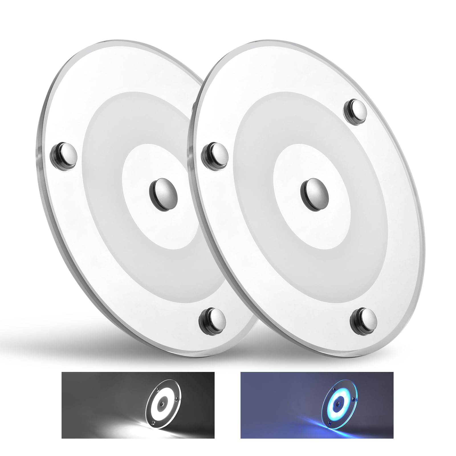 Photo 1 of Obeaming 2 Pack 12V LED Ceiling Dome Light 400LM, 4.75" Dimmable Interior Light for RV Boat Camper Van Travel Trailer Truck Sailboat Interior Lighting, Surface Mount & Touch Switch(Cool White)