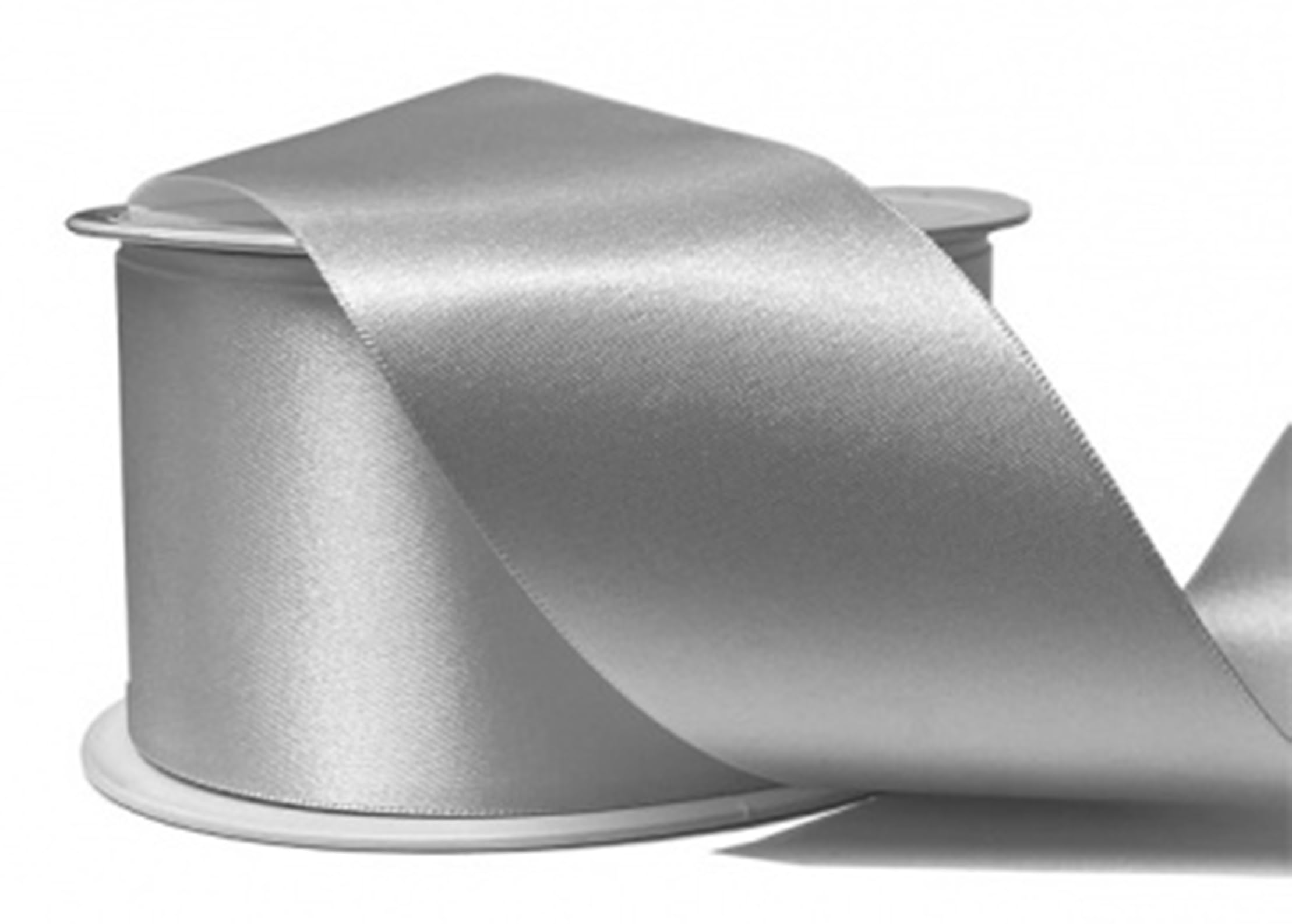 Double Faced Satin Ribbon -23 Metre, Perfect for Gifts Wrap, Sew, Party, Decorations, Events, Dress, Crafts, Bows, Car, Floral Wedding Christmas(50mm X 23 Metres, Silver)