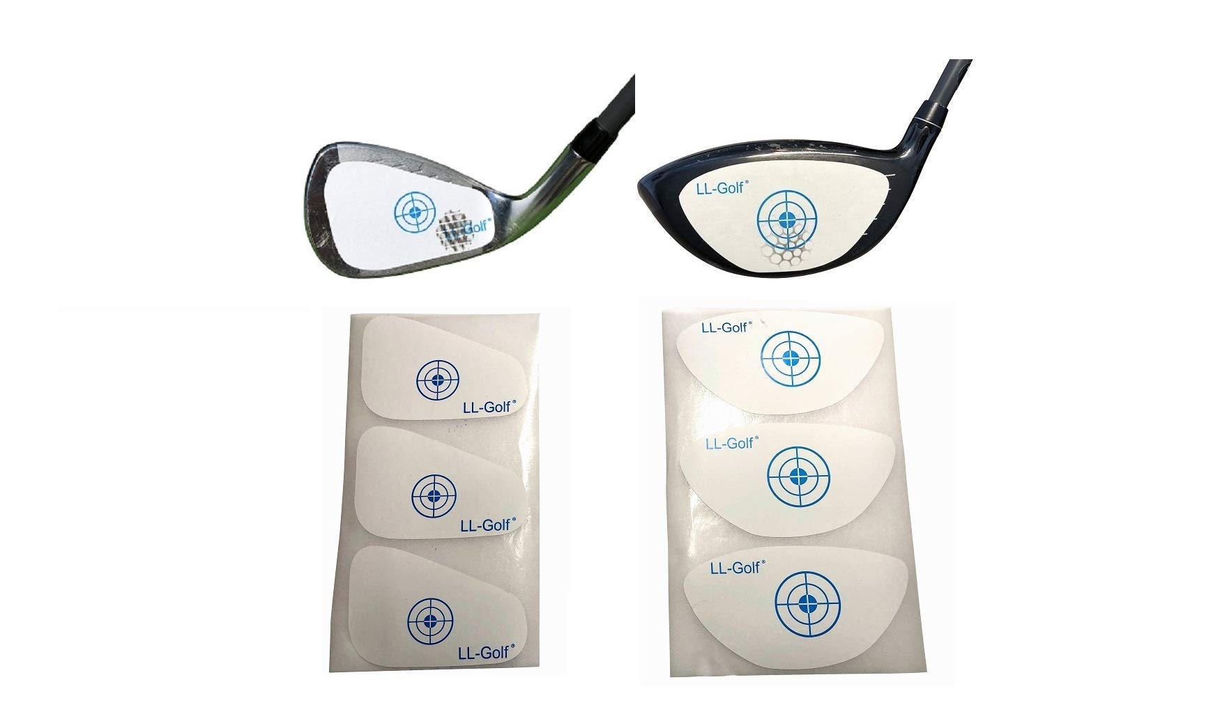 LL-Golf ® set of 150 golf impact tapes/labels of your choice for driver/wood OR iron/wedge/golf club face impact stickers/labels RH