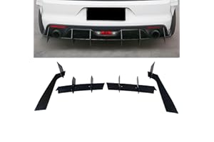 JOYOTO Rear Diffuser Fits for Ford Mustang with Dual Exhause 2015-2021,4pcs Glossy Black Rear Lower Bumper Lip Diffuser ABS Material Rear Side Splitters Kit