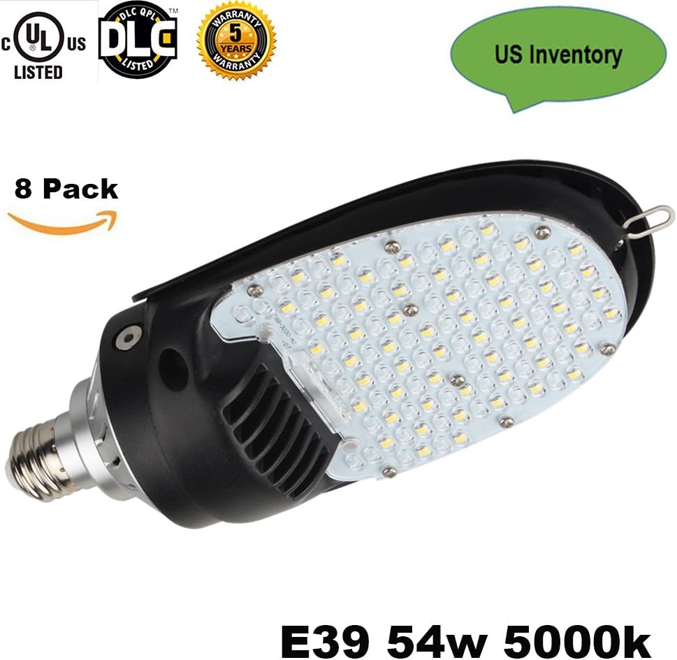 LED Flying Direct 54w LED Retrofit Lamp LED Luminaire Replacement for Street Light Flood Light Parking Lots Light Power Source,E39 Base 5000k UL DLC(8 Pack) (54w)