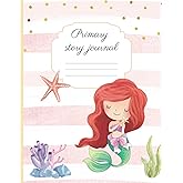 Princess Mermaid - Primary Story Journal Composition Book For Kids: Primary story journal dotted midline and picture space for kids grade K-2, write ... story pages for girls. Mermaid sea design.