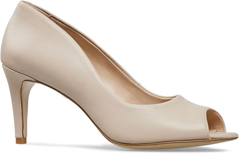 cream peep toe heels