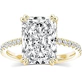 PAFIDDY 4.5CT Stunning Radiant Cut Engagement Ring for Women, S925 Silver AAAAA Grade Cubic Zirconia Promise Wedding Ring