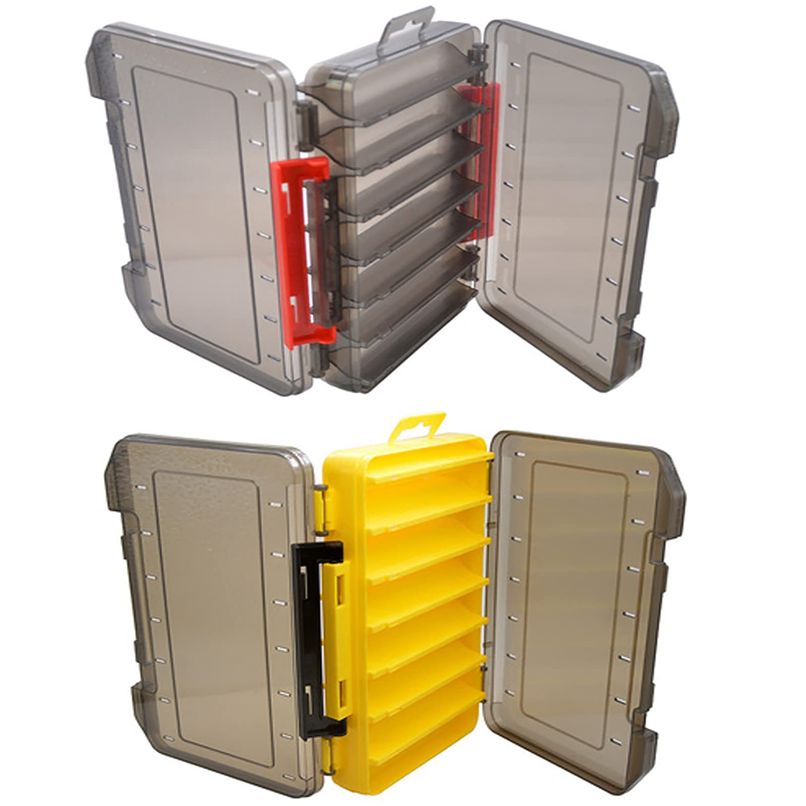 Fishing Tackle Boxes, 2 Pcs Fishing Hook Boxes Plastic, Double Sided Tackle Box, Fishing Bait Storage of Fishing Accessories, Artificial Baits, Lures, Jigs, Beads, Hooks, Flies, 19.5 * 13.5 * 3.7cm